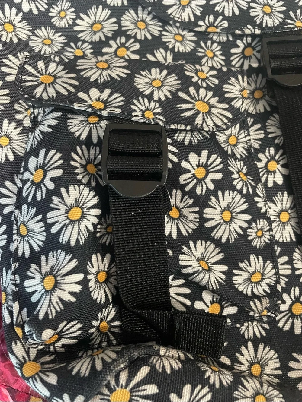 Black Daisy Print Backpack - Women Bags